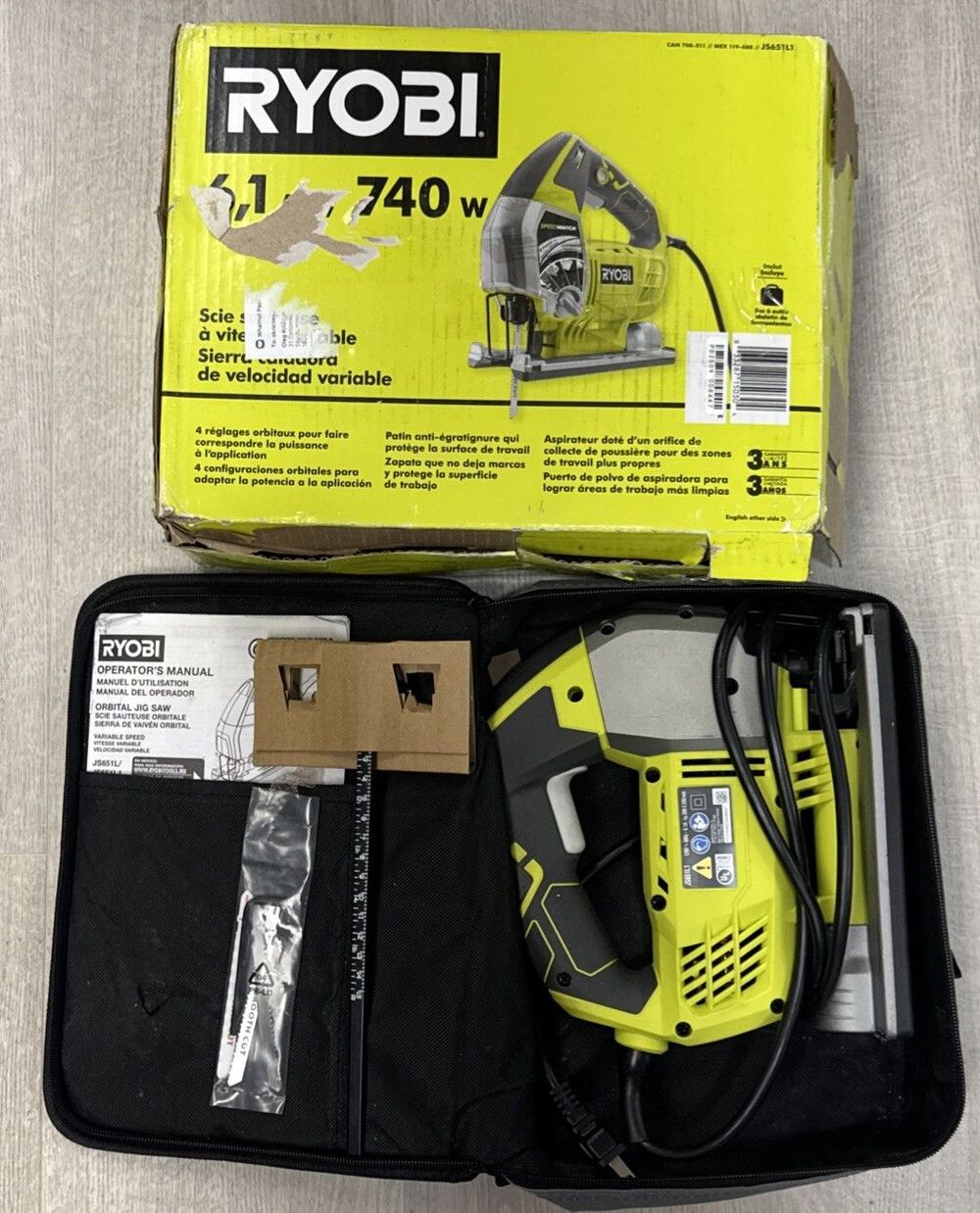 Ryobi 740W Variable Speed Orbital Jigsaw w/ Case Blades Manual EUC